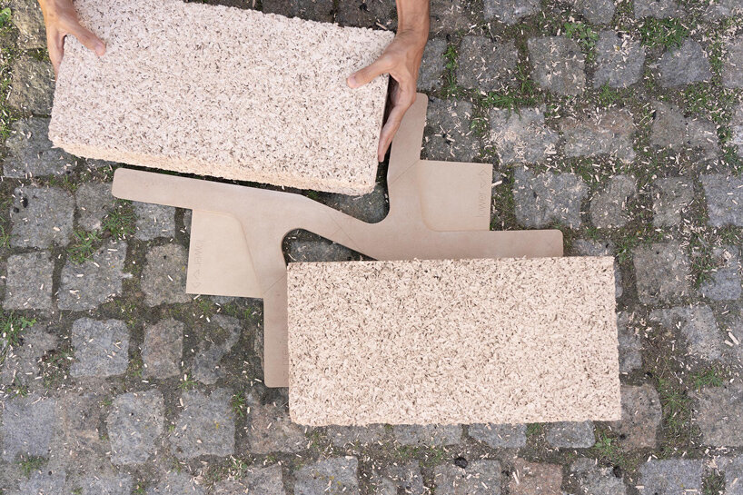 hemp brick installation by park associati explores bio-based materials in architecture