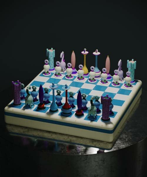 Hand Made 4 Player Chessboard by Endless Design