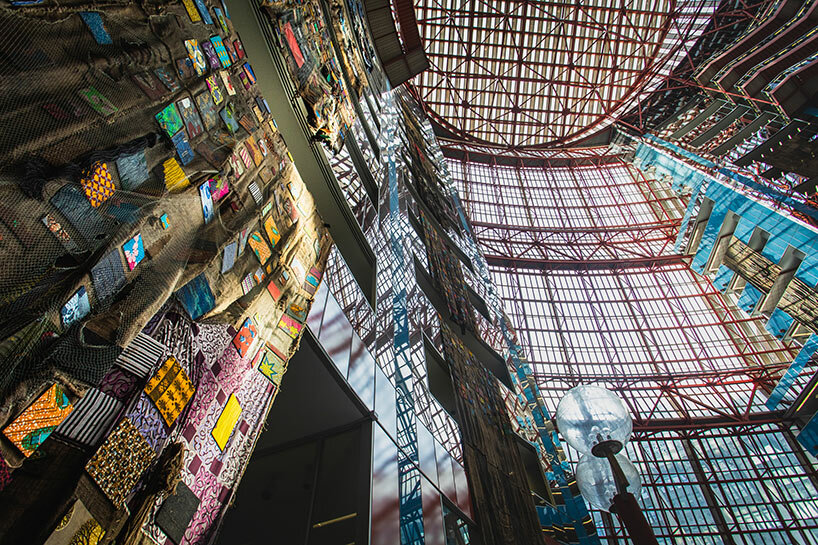 architectural innovations occupy thompson center atrium during chicago biennial