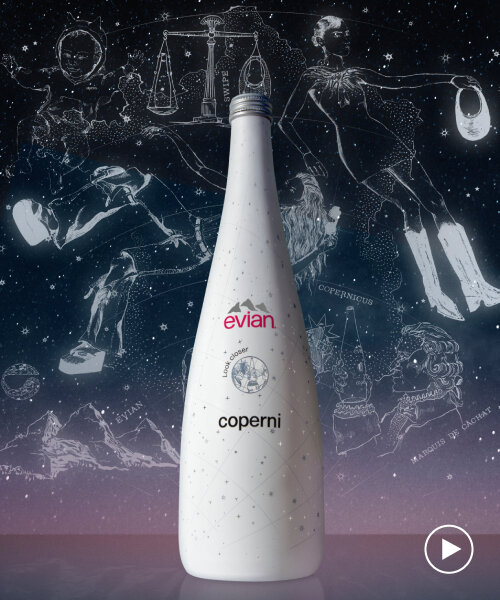 look closer as coperni draws astronomical figures and constellations on evian’s glass bottles