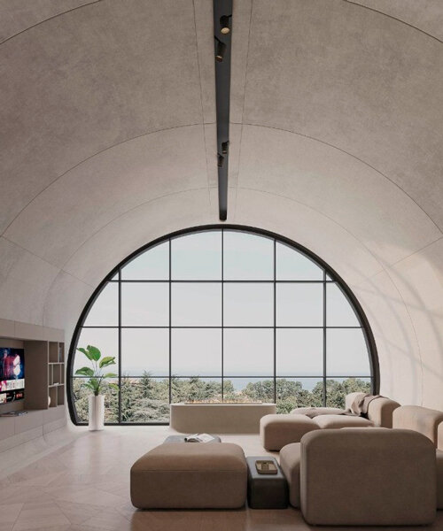 fiber-concrete curved panels compose penthouse's organic interior in georgia