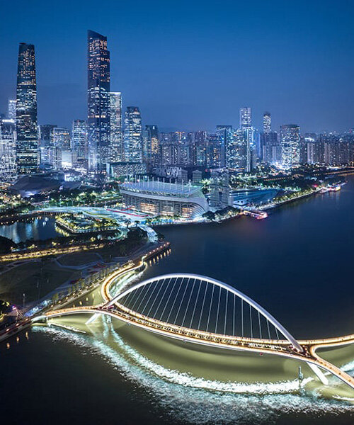 a vibrant social space, haixin bridge curves across the pearl river to reconnect guangzhou