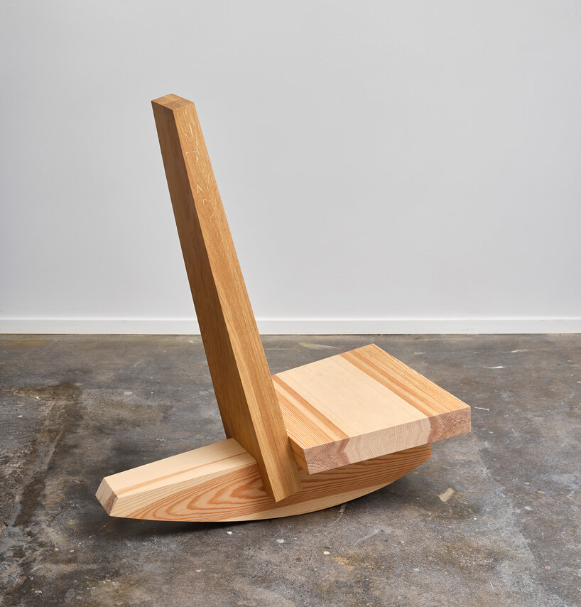 christian & jade's rocking furniture examines wood weight through play, balance and motion