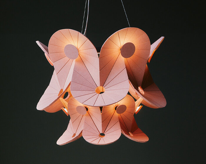 impact acoustic and atelier oï sculpt sound-absorbing luminaire using folded felt panels