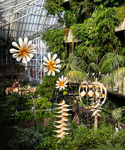 intricate organic sculptures by ranjani shettar weave into the barbican's lush conservatory