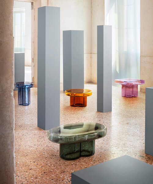 yiannis ghikas introduces new shapes and colors to miniforms' glassblown soda tables