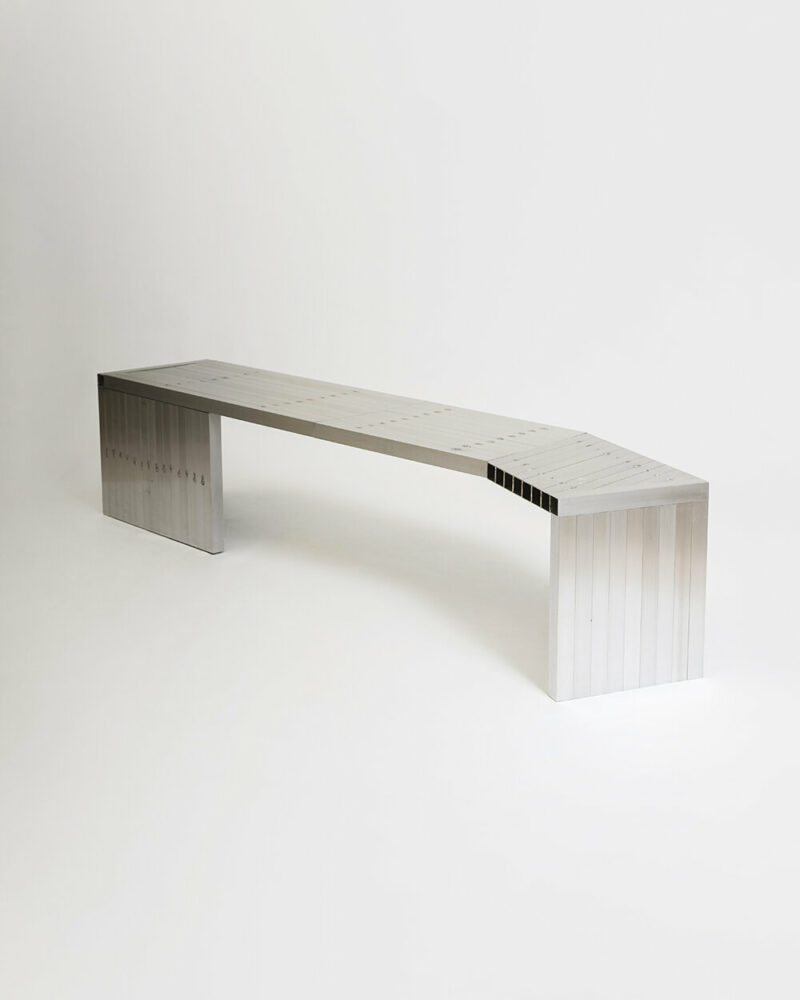 studio HAOS combines zinc sheets and aluminum tubes to craft antimatière furniture series