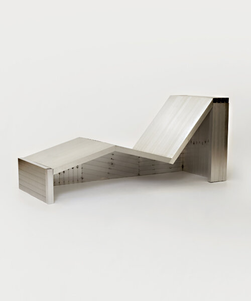studio HAOS combines zinc sheets and aluminum tubes to craft antimatière furniture series