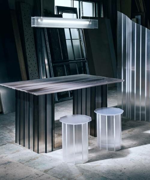 BORDER upcycles surplus hollow polycarbonate into icy furniture for DESIGNART tokyo