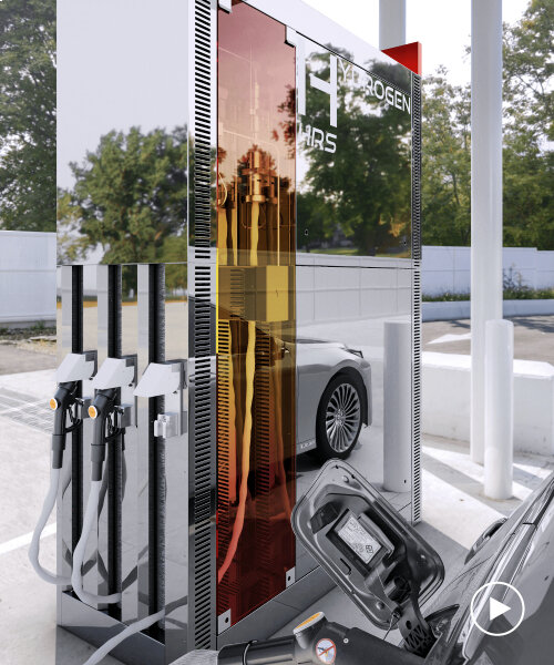 philippe starck launches hydrogen refueling station in polished steel at dubai’s COP28