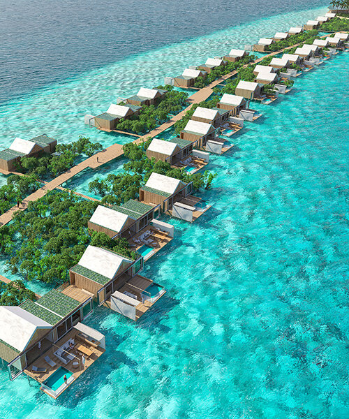 shigeru ban's floating villas comprise the first resort-residence project in the maldives