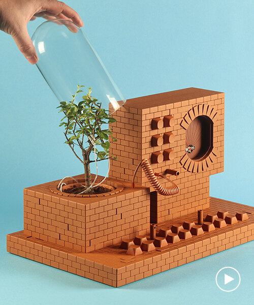 love hultén's tegel sound sculpture incorporates bonsai tree to generate audio experiences