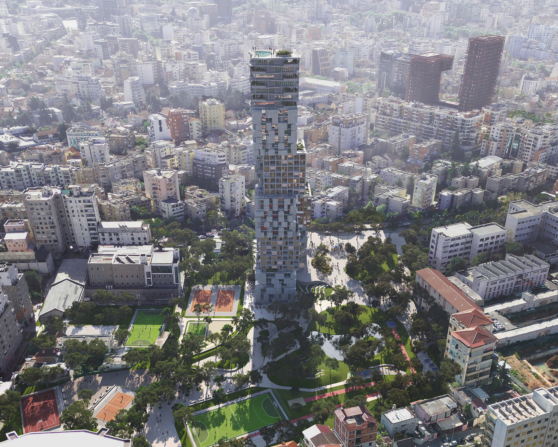 OODA Plans hora Vertikale Village With 13 Stacked Cubes In Tirana