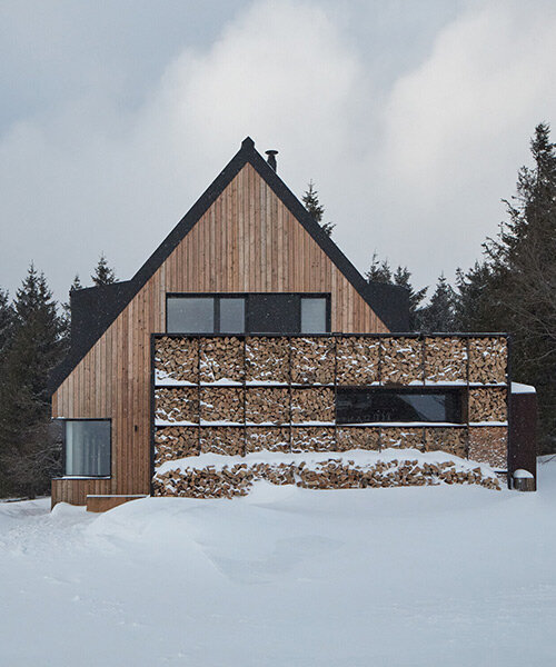 a modern A-frame cottage by ADR & formafatal is hidden among czech mountains