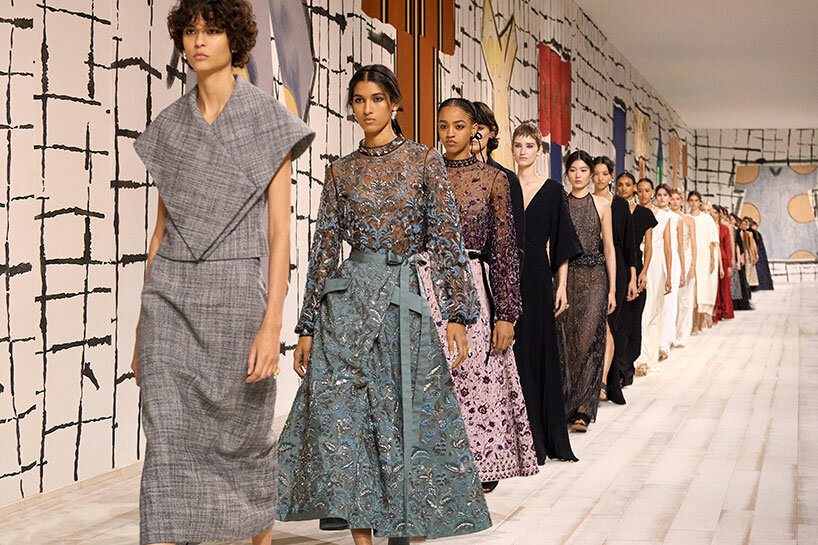 dior unveils haute couture show against isabella ducrot's installation