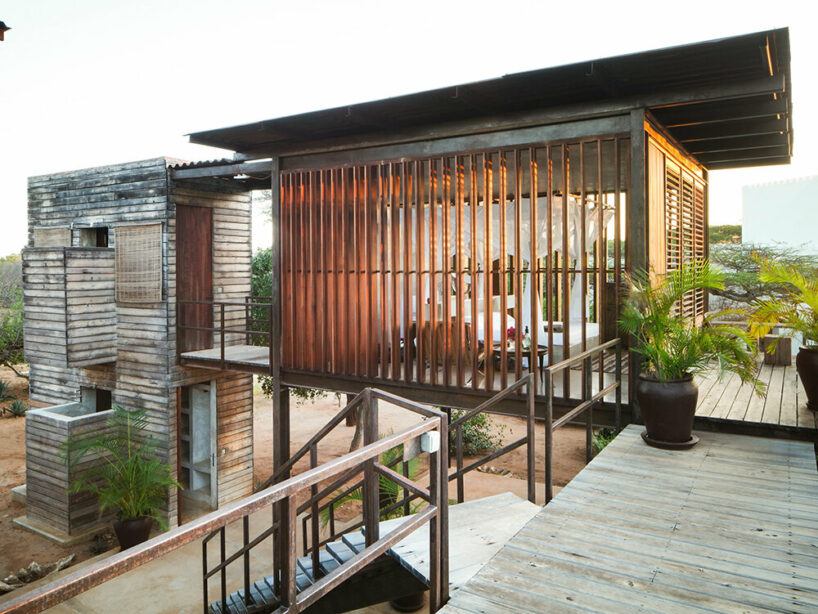 PAT.'s stilted falcon house is an ode to tropical modernism on kenya's manda island