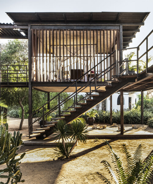 PAT.'s stilted falcon house is an ode to tropical modernism on kenya's manda island