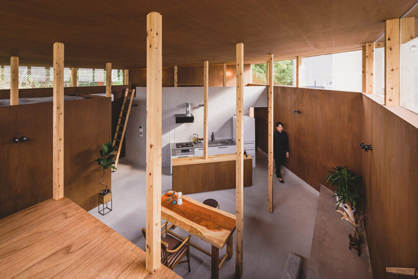 a 'forest' of pillars creates playful depth inside this japanese dwelling by IGArchitects