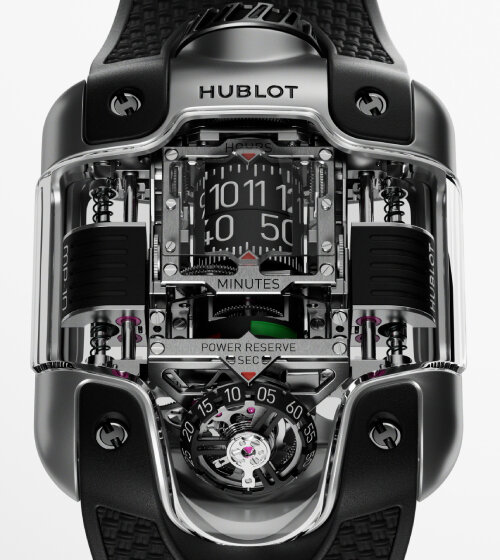 hublot’s new titanium timepiece replaces watch hands and dial with rotating displays