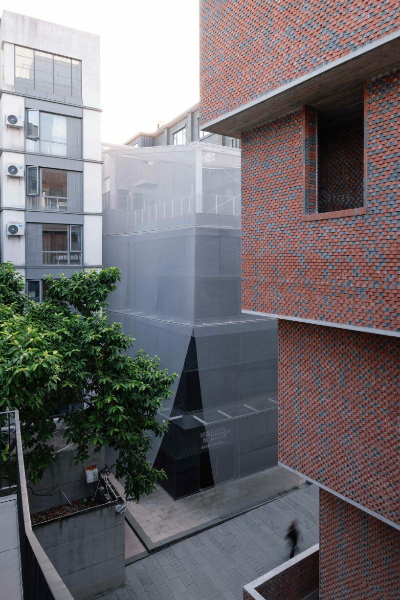 metal mesh veils TAO's transient in-between pavilion in shenzhen