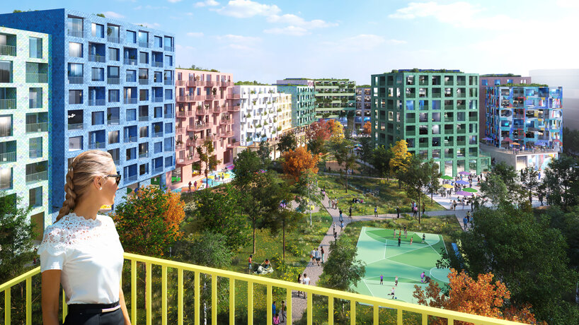 MVRDV plans new green district in düsseldorf with colorful residential complex