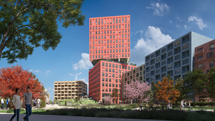 MVRDV plans new green district in düsseldorf with colorful residential complex