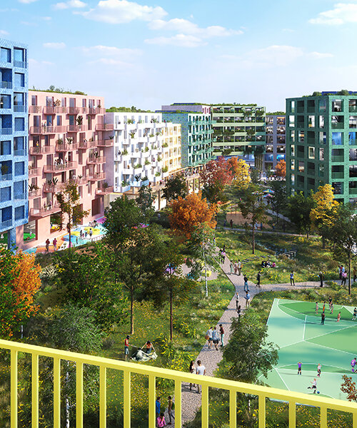 MVRDV plans new green district in düsseldorf with colorful residential complex