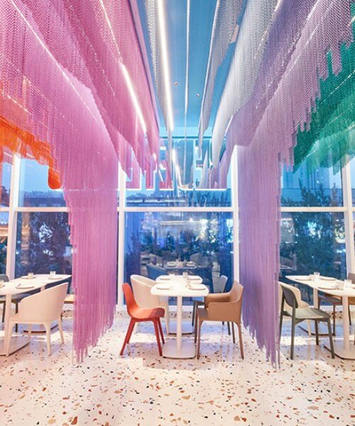 dine under a rippling rainbow at SODA architects restaurant in beijing