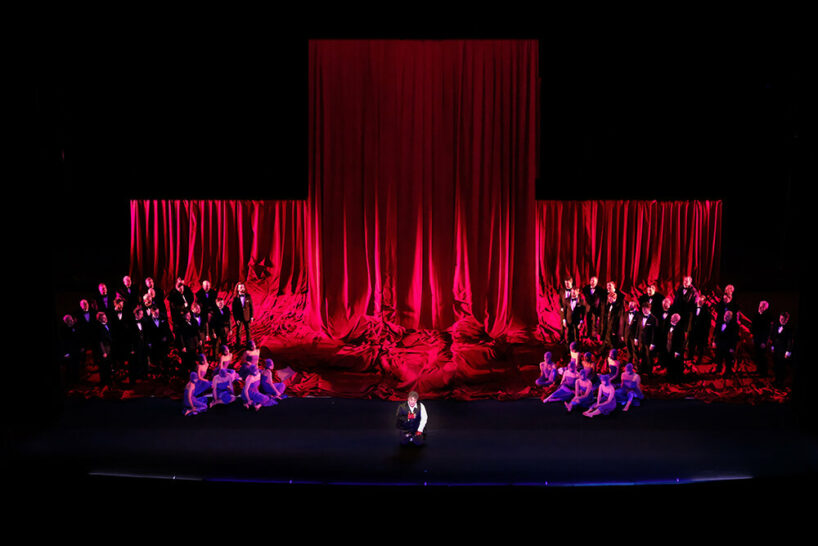 numen/for use's inflatable curtains for rigoletto morph into surreal backdrops at teatro real