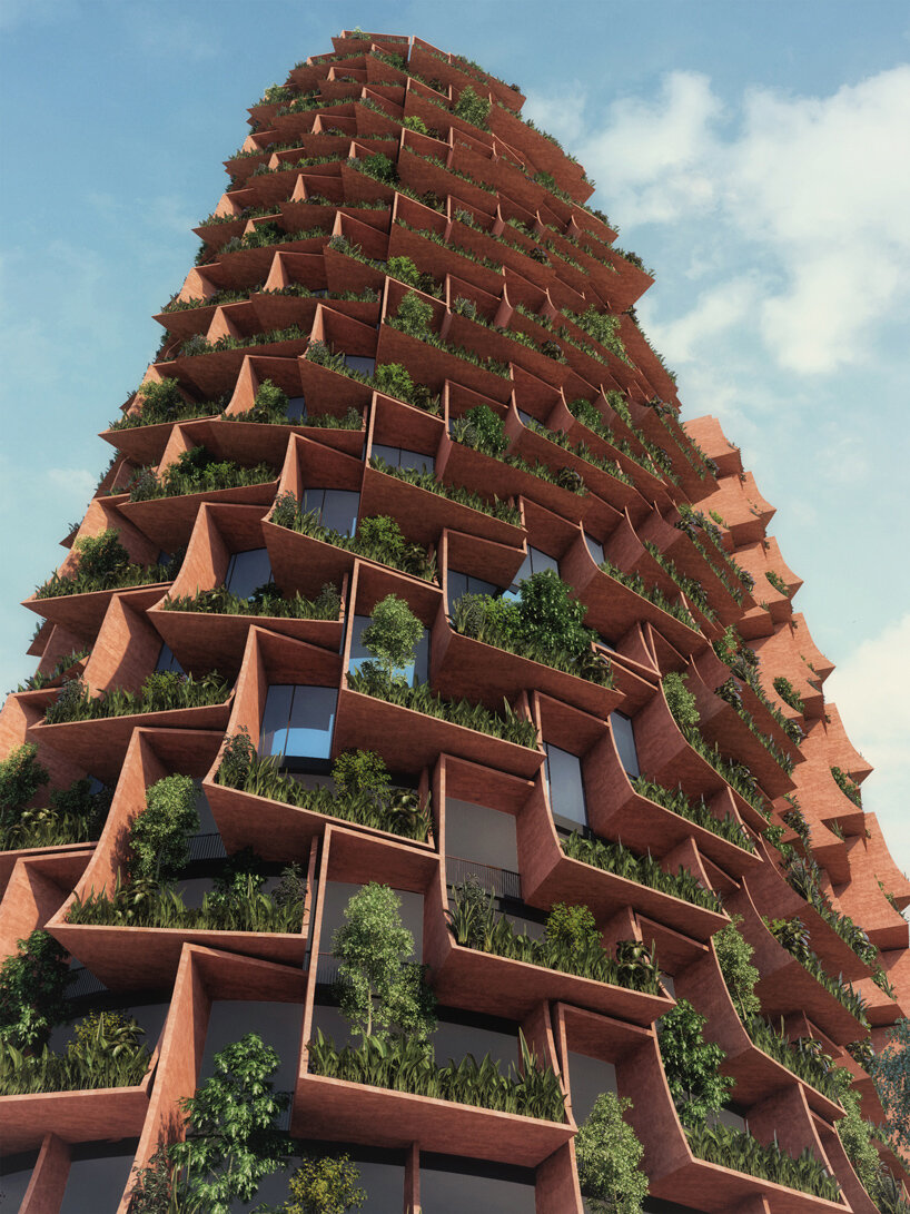 parabolic balconies sprout from sanjay puri's 'forest' workplace in central africa
