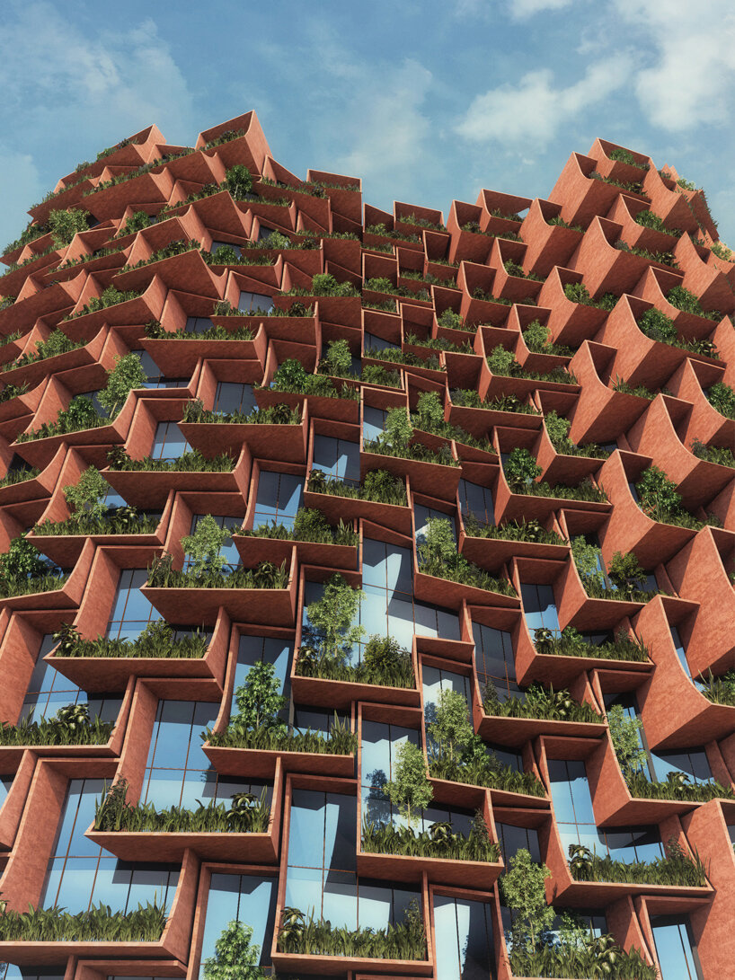 parabolic balconies sprout from sanjay puri's vertical 'forest' in central africa