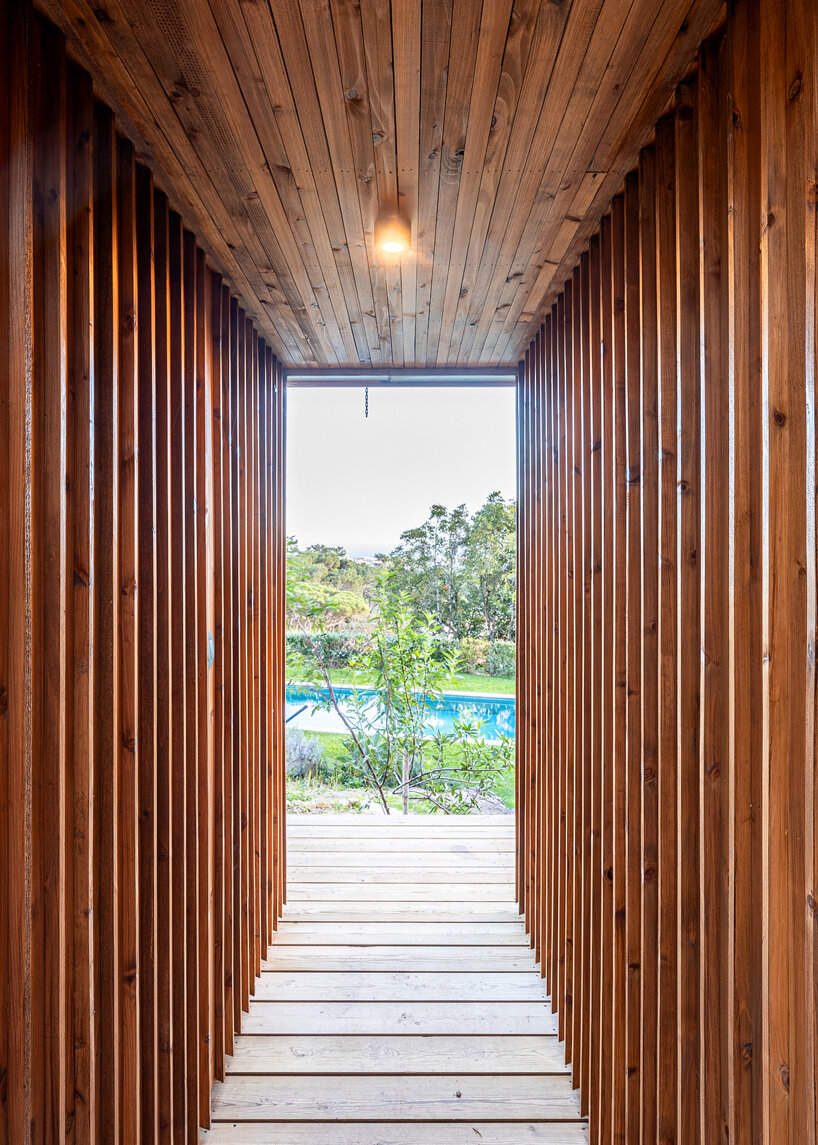 madeiguincho's wooden sauna frames panoramic views of the lush portuguese landscape