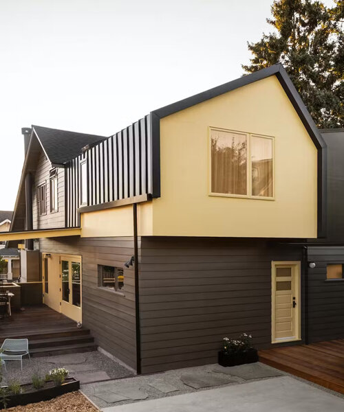 butter-yellow paint coats revamped family home's facade in seattle