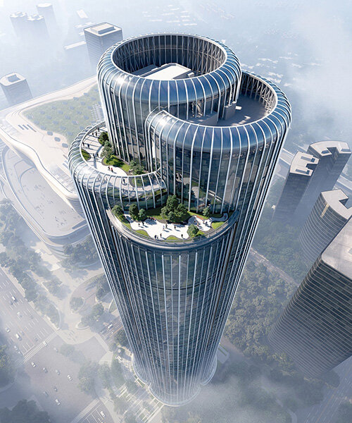 Aedas plans tower of flowing lines and nested rooftop gardens for shenzhen