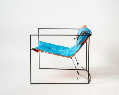 discarded kitesurfing parachutes shape vibrant chairs by yotam cohen and assaf shinfeld