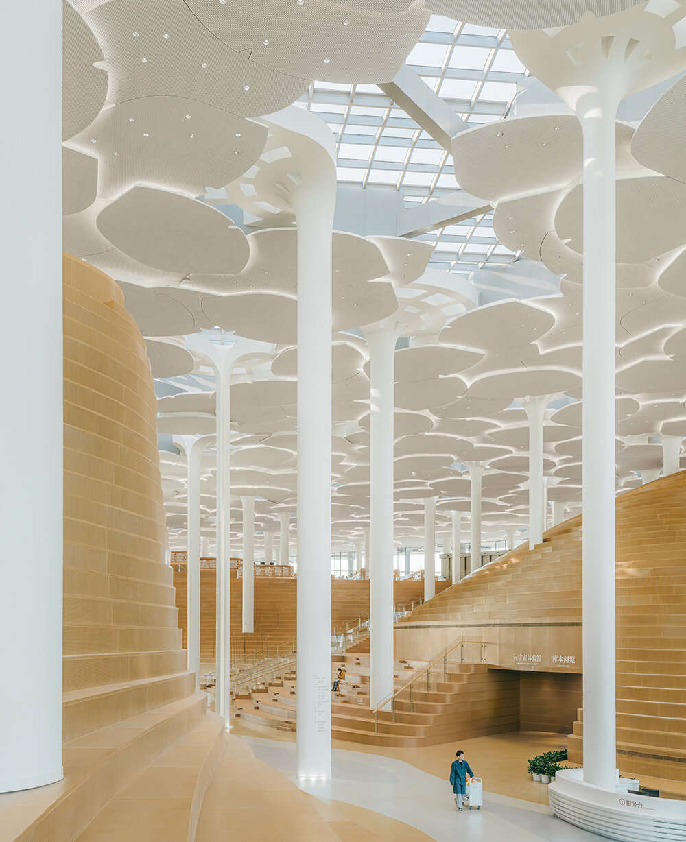 مكتبة مدينة بكين التي صممها سنوهيتا تفتح أبوابها للجمهور، وتكشف عن التلال والوديان المنحوتة