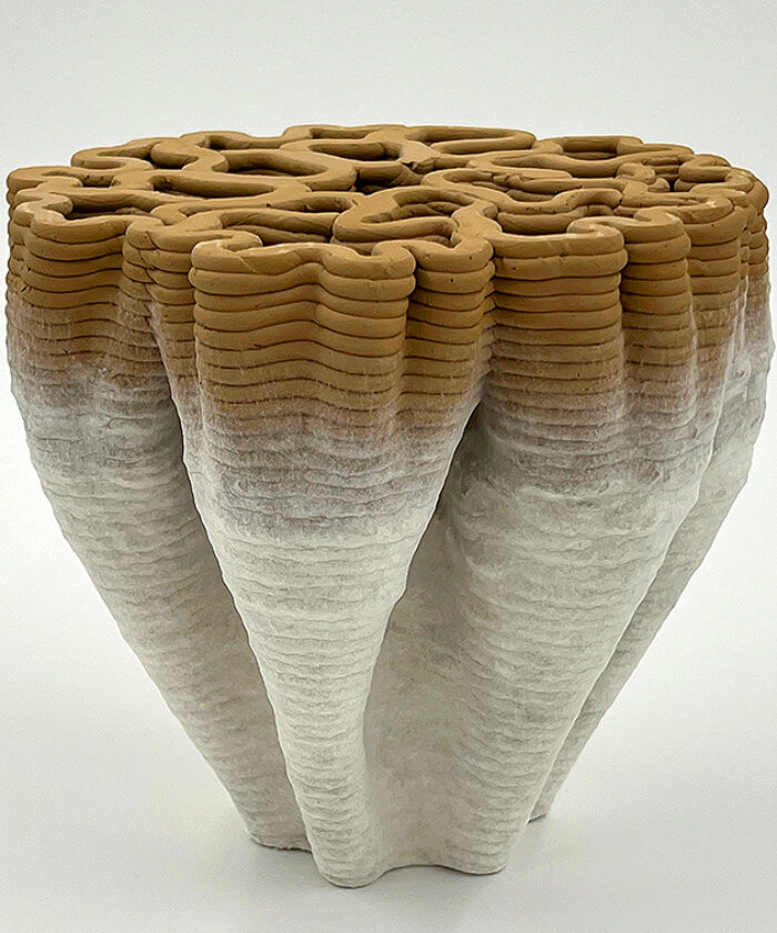 bioMATTERS combines mycelium, clay and industrial waste to 3D print vessels and bowls