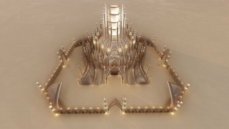 Burning Man Welcomes 2024 Temple Inspired By Neo Gothic Art Deco And   Burning Man 2024 Temple Together Black Rock City Caroline Ghosn Designboom 01 768x432 