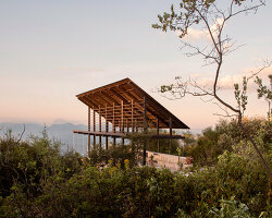 suspended gabion masses counterweight steel pavilion in mexico