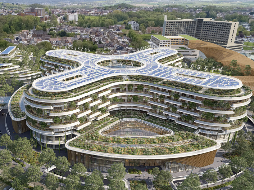 Vincent Callebaut's Hospiwood is a biophilic hospital campus located in Belgium