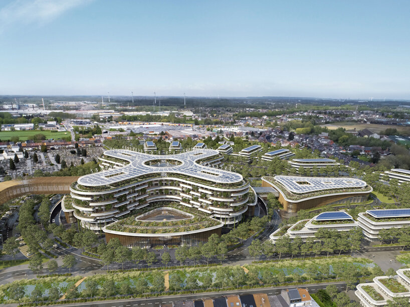 Vincent Callebaut's biophilic hospital campus in Belgium stretches around a flower-shaped atrium