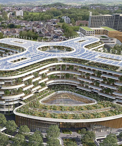 vincent callebaut's biophilic hospital campus in belgium unfolds around flower-shaped atrium