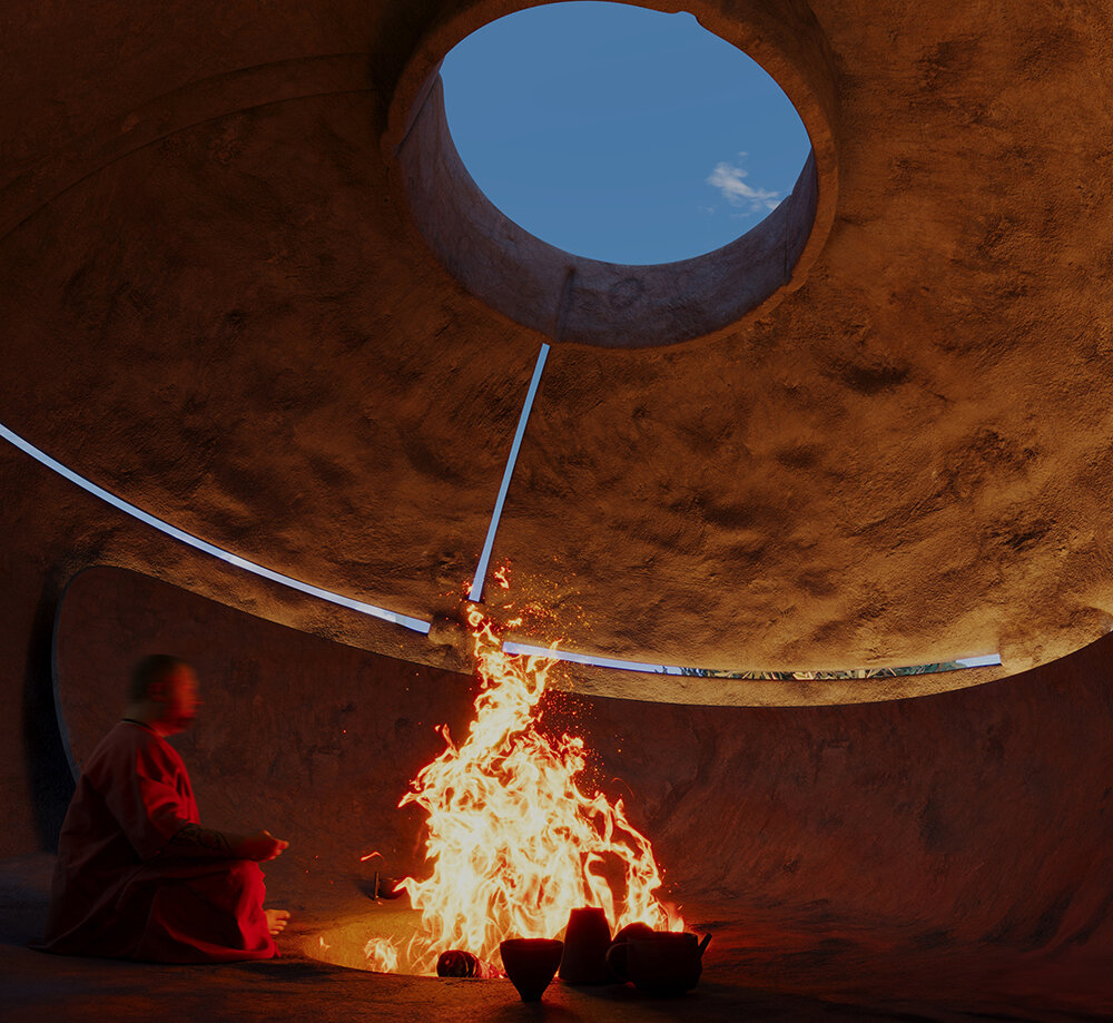 MAKHNO studio envisions its KHRAM temple as three spherical prayer rooms in ukraine