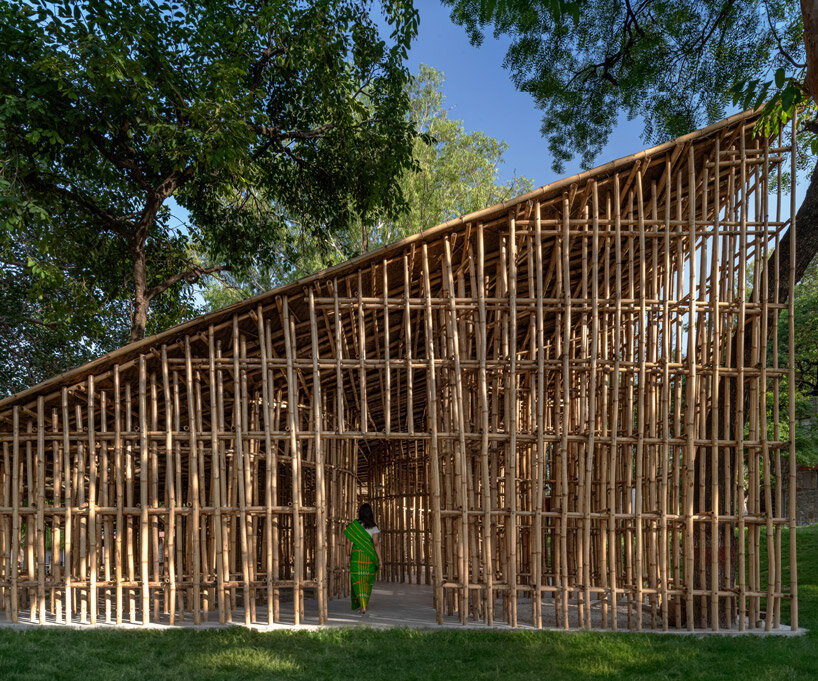 short film guides us through permeable bamboo pavilion celebrating indian craftmanship