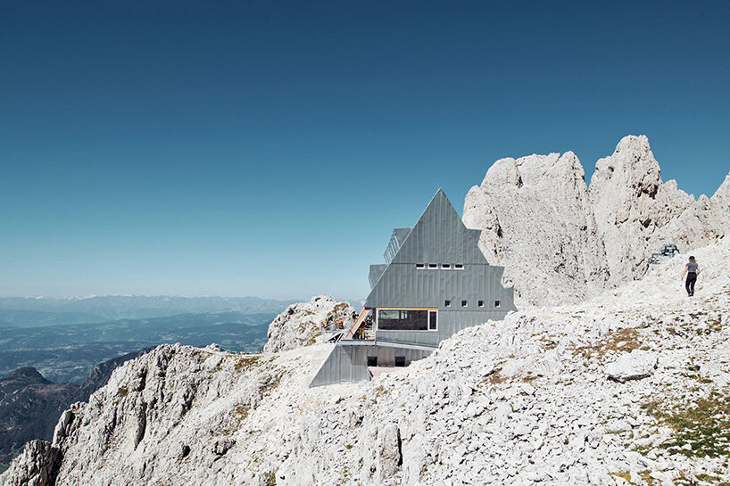 senoner tammerle gives alpine architecture a minimalist spin with santnerpass hut