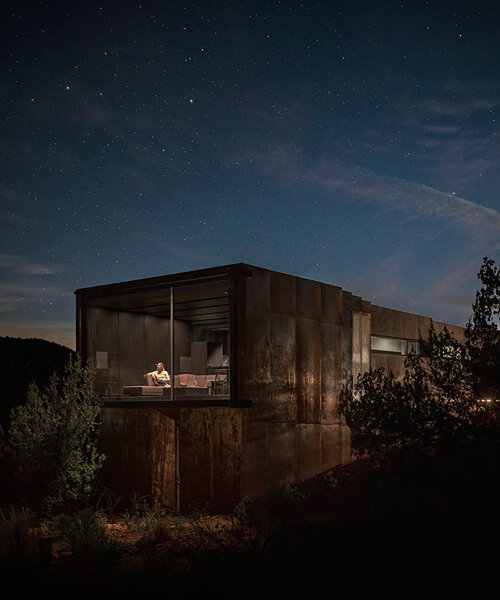 wendell burnette architects' telescope house clad in steel blends with arizona's desert