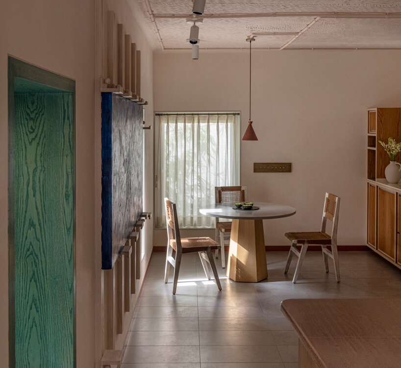 mediterranean hues flow into renovated artist studio space in india