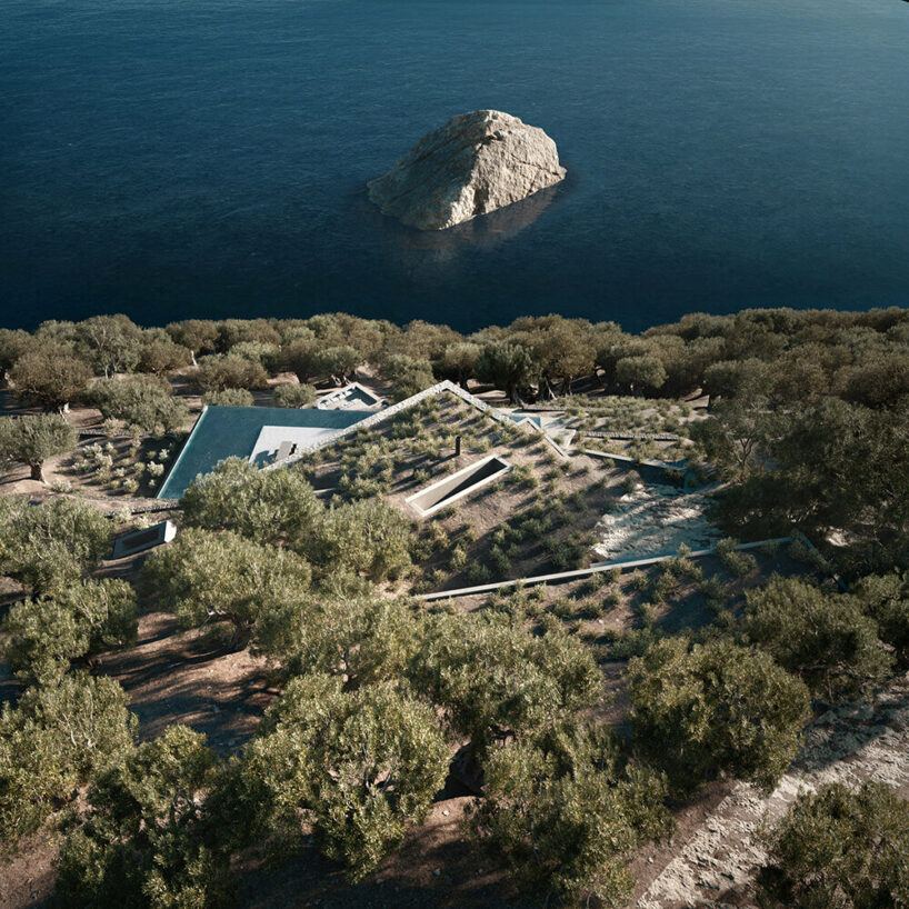 villa V by aristides dallas emerges like tectonic plates from corfu's rocky landscape