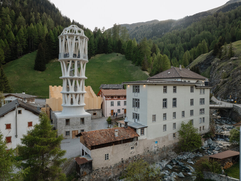 3D printed white tower 'tor alva' in the swiss alps opens