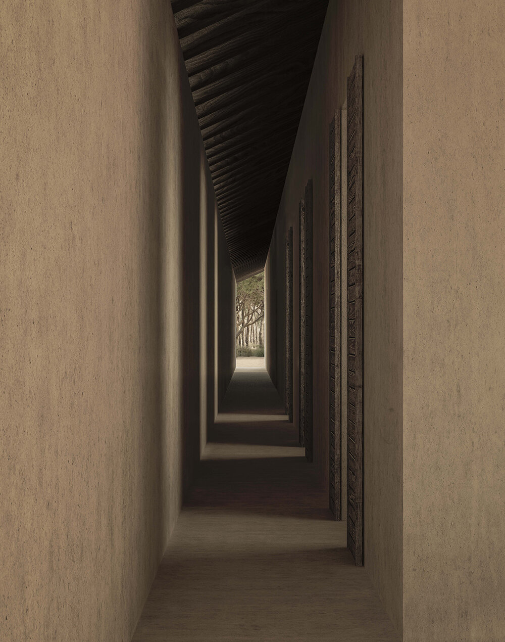 semi-enclosed casa serena instills calm with its earth-toned concrete palette in portugal